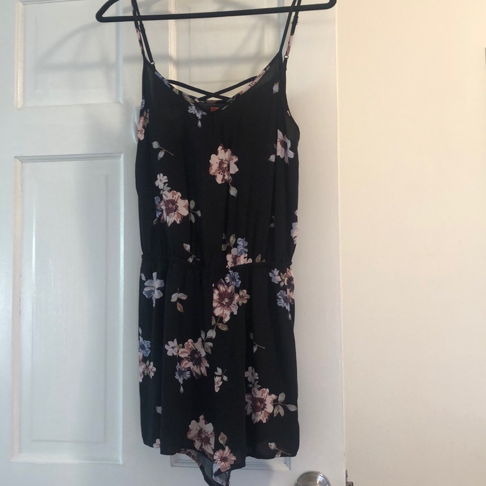 Black floral romper